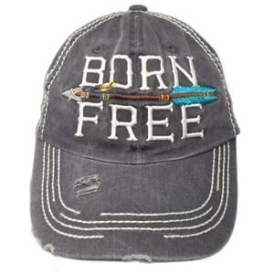 KB Ethos Baseball Cap Gray White OS Born Free Arrow Distressed Embroidered Hat
